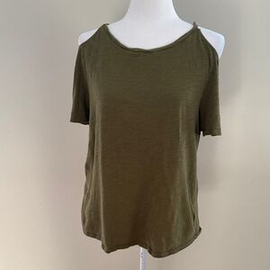 Maeve by Anthropology Women's Medium Cold Shoulder Cut Out Short Sleeve Tee